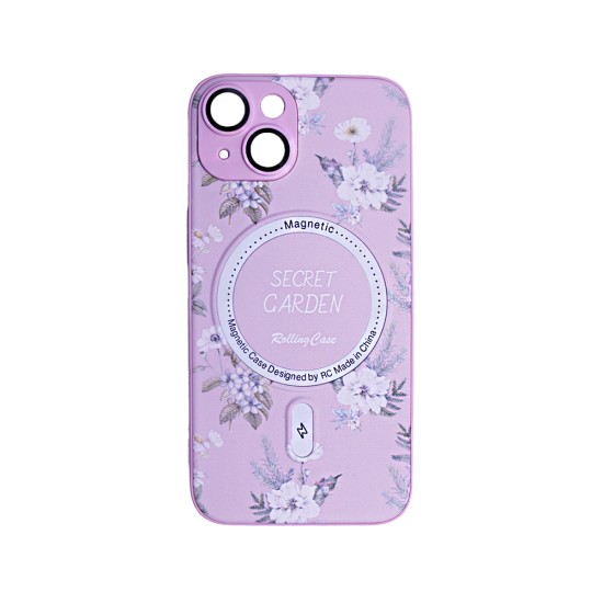 Flower Design Magnetic Case for Apple iPhone 14 Pink